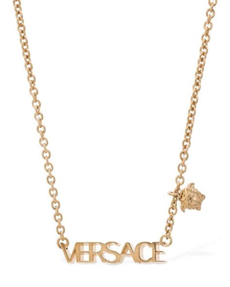 versace goldkette mit schriftzug schwarz|Versace Necklaces for Women .